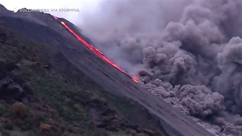 live footage today of mount stromboli volcano.